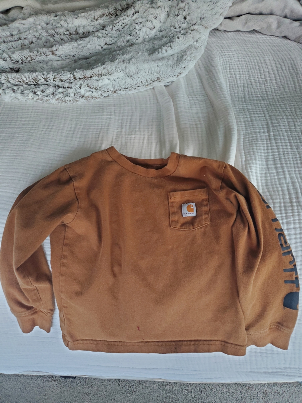Carhartt Kids' Brown Long-Sleeve Crewneck Pocket Shirt